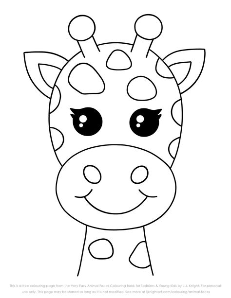 Giraffe Printable Free, Animals Drawing Simple, Giraffe Templates Free Printable, Giraffe Face Drawing, Animal Face Drawing, Giraffe Printable, Giraffe Face, Giraffe Coloring Pages, Faces Drawing