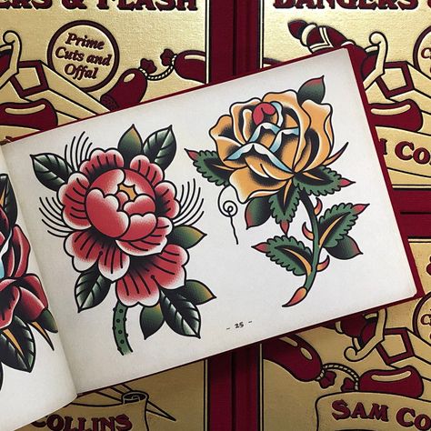 Draw Traditional Tattoo, Traditional Tattoos Color, Traditional Heart Tattoos, Traditional Tattoo Flash Sheets, Americana Tattoo, Traditional Tattoo Flowers, Traditional Rose, Traditional Roses, Traditional Flash