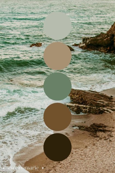 12 Aesthetic Color Palettes | ReinaMarie Beach Pallette Colour Palettes, Spa Color Palette, Zen Color Palette, Salon Color Schemes, Aesthetic Color Palettes, Aesthetic Color Palette, Zen Aesthetic, Beach Color Palettes, Spa Colors