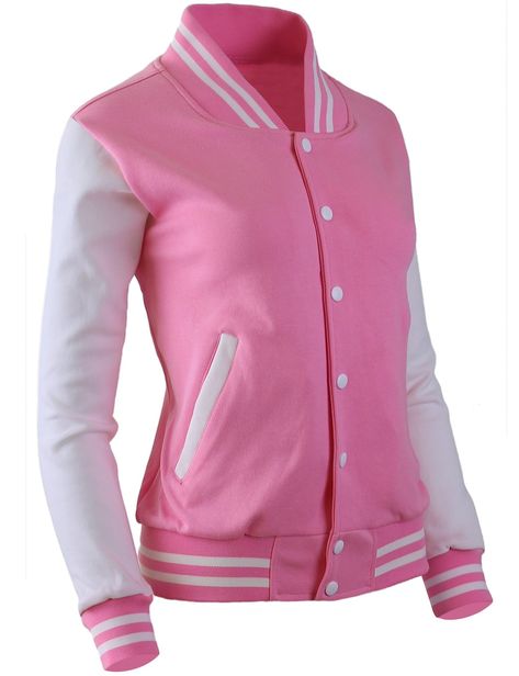 Pink Varsity Jacket, Baseball Jacket Women, Jacket Varsity, Baseball Jackets, Varsity Letterman Jackets, Letterman Jackets, Baseball Women, Active Jacket, Types Of Buttons