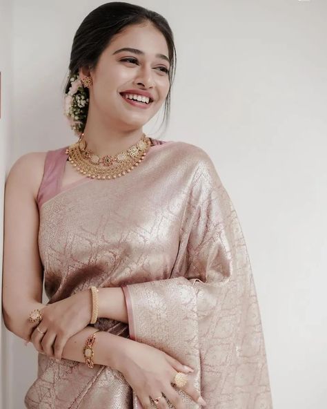 Instagram Poses Sitting, Pastel Pink Saree, Poses Sitting, Christian Bridal Saree, Engagement Saree, Christian Bride, Saree Hairstyles, Sarees For Girls, Bridal Makeup Images