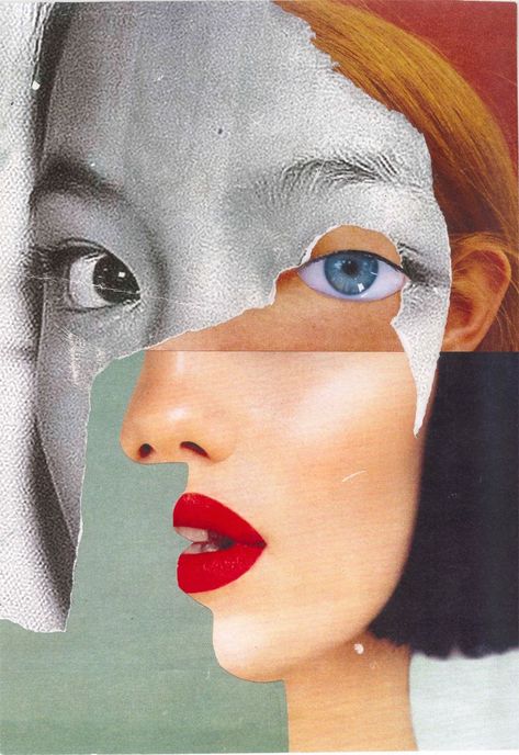 Lovers Illustration, Face Collage, Handmade Portrait, Collage Portrait, Photography Collage, Collage Art Projects, Magazine Collage, Abstract Collage, Handmade Collage