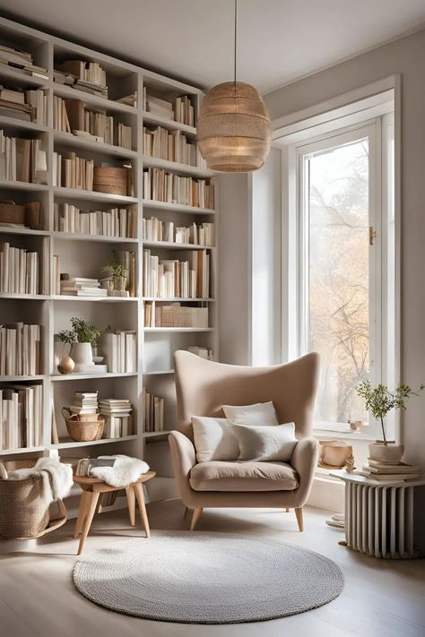 25 Must-Try Ideas for a Stunning Nordic Living Room Scandinavian Interiors - RectifyHome Simple Home Library, Nordic Living Room Scandinavian Interiors, Living Room Reading Nook, Room Reading Nook, Bathroom Simple, Room Scandinavian, Scandinavian Lifestyle, Scandinavian Living Room, Nordic Living Room