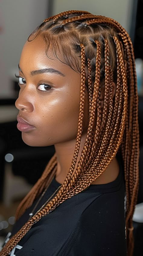 25 Innovative Knotless Braid Styles to Try New Hair Styles2024, Honey Blonde Knotless, Blonde Box Braids Hairstyles, Blonde Knotless Box Braids, Honey Blonde Knotless Braids, Normal Braids, Box Braids Hairstyle, Trendy Curls, Blonde Knotless