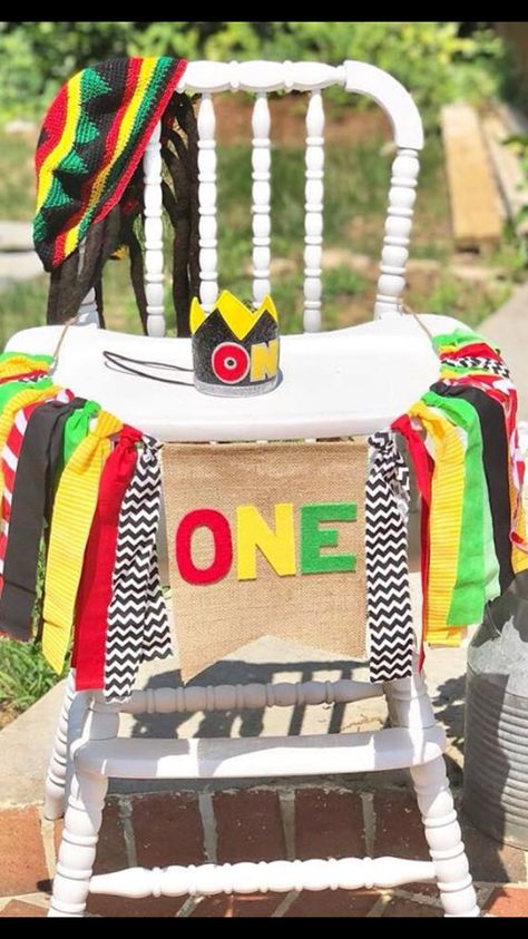 One Love high chair Rasta First Birthday, Rasta Birthday Party, One Love 1st Birthday Party, Reggae Birthday Party Ideas, One Love First Birthday Party Theme, One Love Party Theme, One Love Birthday Theme Bob Marley, One Love First Birthday Party, Rasta Party Ideas