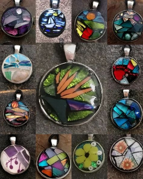 ALL VIXM ROUND PENDANTS ZAR 300.00 Mixed Media Mosaic Pendant on matinée length cord, with chain & clasp to adjust hanging length.  SHIPPING FOR BUYERS ACCOUNT OVERSEAS/ VIA PUDO IN SOUTH AFRICA  OR COLLECTION IN TAMBOERSKLOOF. Come visit our weird & wonderful studio. #micromosaics #micromosaicsjewelry #makingartmakingaliving #jewellery #pendants #mosaicartist #mixedmediamosaics #pendantlovers #mosaiclovers #necklaces #giftideas #handmade #handmadegifts #handmadejewellry #proudlysouthafrican Mixed Media Mosaic, Mosaic Ideas, Weird And Wonderful, Round Pendant, South Africa, Mixed Media, Mosaic, Necklaces, Media