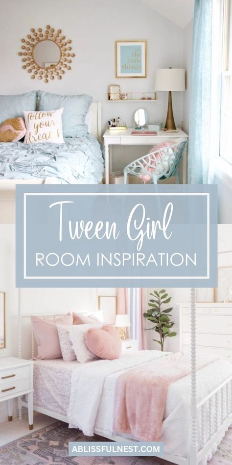 Looking for creative ideas to refresh your daughter’s room? This tween girl room inspiration is packed with stylish and functional designs tailored to their unique personalities. From cozy reading nooks to colorful decor, these tips will help you create a space she’ll love. Get ready to transform her room into a place where she can thrive! #roomdecor #tweenstyle #homemakeover Purple Accent Bedroom Ideas, Girls Pottery Barn Bedroom, Aqua Bedroom Ideas For Teens, Homeschool Bedroom Ideas, Preteen Girls Room Decorating Ideas, Loveshackfancy Aesthetic Room, Bedroom Ideas For 8 Year Girl, Teen Girl Bedding Ideas, Girls Daybed Room Ideas