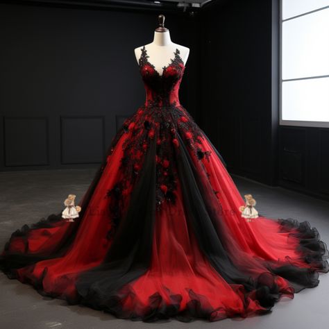 Black Wedding Gowns, Prom Dress With Train, Red Wedding Dress, Lace Applique Wedding Dress, Prom Dress Plus Size, Pretty Prom Dresses, Prom Formal, Black Wedding Dresses, Formal Dresses Prom