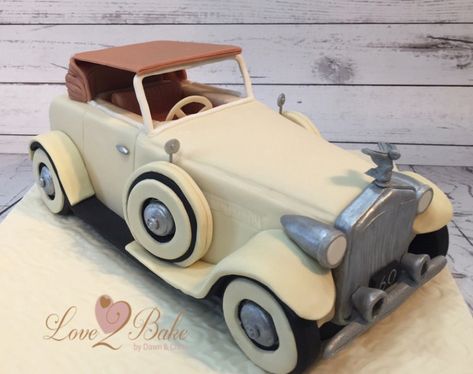 Car cake topper - vintage car - Rolls Royce cake topper Retro Car Cake, Vintage Car Cakes For Men, Vintage Car Cake, Run Cake, Cars Cake Topper, Car Cakes For Men, Vintage Car Birthday, Best Small Cars, Cars Theme Cake