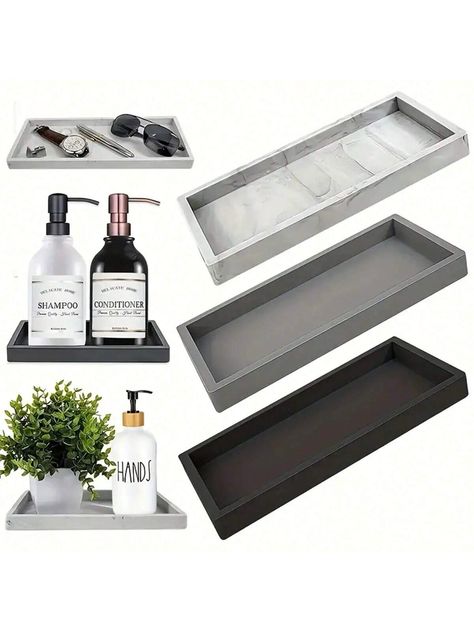 1pc Dresser Organizer Tray 7.9x3.9 Inches Sink Top Soap Dispenser Tray Bathroom Countertop Silicone Tray For Storing Perfume, Shampoo, Soap, Accessories & Showcasing JewelryI discovered amazing products on SHEIN.com, come check them out! Bathroom Countertop Organization, Soap Dispenser Tray, Dresser Organizer, Perfume Storage, Jewelry Tray Display, Countertop Organization, Silicone Tray, Dresser Storage, Bathroom Tray