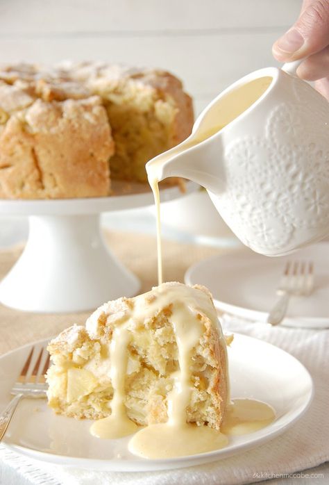 Cake With Custard Sauce, Cake With Custard, Food International, Irish Apple Cake, Irish Desserts, Recipes To Try At Home, Custard Sauce, International Desserts, Irish Food