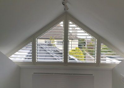 Apex Windows Curtains, Apex Window Bedroom, Apex Window Blinds, Half Shutters On Sash Windows, Apex Windows, Solid Shutters Bay Window, Apex Window, Shutter Mirror, Garage To Living Space