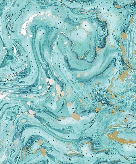 Turquoise blue Marble pattern with gold splatter beautifully crafted. Teal And Gold Wallpaper, Bathroom Wallpaper Trends, Gold Metallic Wallpaper, Bronze Wallpaper, Turquoise Wallpaper, Feature Wallpaper, Teal Wallpaper, Marble Wallpaper, Metallic Wallpaper