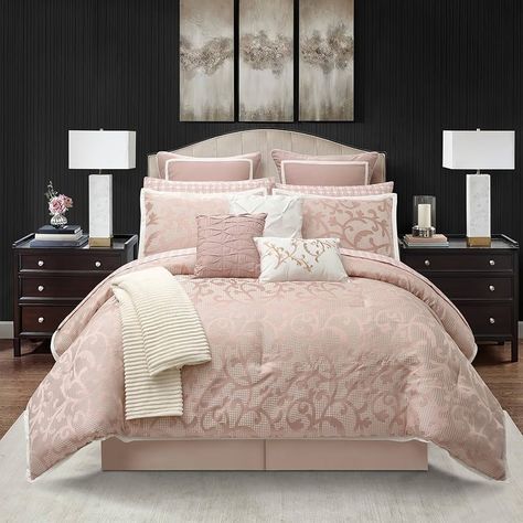 Amazon.com: Grand Avenue Taupe Paisley Comforter Set Queen Size, 16 Piece, Jacquard Bedding Sets & Collections, Matching Flat Sheet, Fitted Sheet, Pillow Shams, Bedskirt, Curtains : Home & Kitchen Glam Comforter Set, Paisley Comforter, Paisley Bedding, Beautiful Bedding Sets, Jacquard Bedding, Complete Bedding Set, Pink Sheets, Bed Comforter Sets, King Comforter Sets