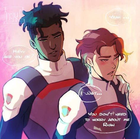 Kinkade & James damn i love them now this is adorable to see them like this because in the show Ryan is the quiet one and here he is… Ryan Kinkade, James Griffin, Klance Fanart, Voltron Comics, Form Voltron, Voltron Ships, Voltron Fanart, Voltron Klance, Go To Bed