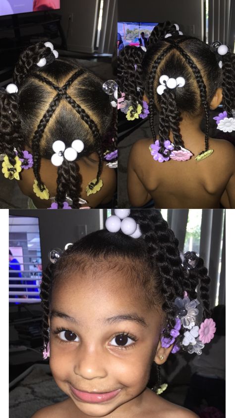 Toddler Girl Hairstyles Black With Barrettes, Toddler Hairstyles With Barrettes, Cute Hairstyles With Barrettes, Braids With Barrettes, Barrette Hairstyles Kids Black, Black Toddler Hairstyles Girl Ponytails, Simple Toddler Hairstyles Black, Toddler Ponytail Hairstyles Black, Barrettes Hairstyles