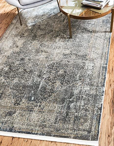 Unique Loom Baracoa Collection Antique-Style Vintage Traditional Area Rug, 10 ft x 13 ft, Dark Gray/Ivory Shed Colours, Living Room Area, Turkey Design, Gray Area Rug, Dark Gray Area Rug, 8x10 Rugs, Unique Loom, Buy Rugs, Silver Area Rug