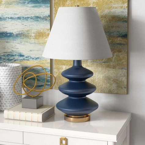 Canora Grey Oren 27" Table Lamp & Reviews | Wayfair Contemporary Table Lamp, Blue Table Lamp, Gourd Lamp, Blue Lamp, Smart Light Bulbs, Cfl Bulbs, Contemporary Table Lamps, Contemporary Table, Blue Table