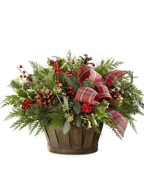 Welcome your loved one's home with a piece that is perfect for the holiday season. A basket filled with assorted Christmas greens, seeded eucalyptus, variegated holly and holiday cheer brings the magic home. Greet those with an arrangement that will bring warmth and joy to any room its placed in. #CampbellsFlowers Christmas Greens, Holiday Baskets, Christmas Flower Arrangements, Christmas Floral Arrangements, Christmas Centerpieces Diy, Seeded Eucalyptus, Holiday Ribbon, Holiday Flower, Christmas Baskets