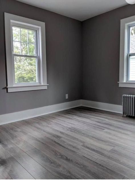 Grey Floor Paint Ideas, Best Wall Colour For Grey Floor, Cute Room Colors Paint, Slate Grey Living Room, Rooms With Grey Walls, Grey Flooring Bedroom, Grey Paint Living Room Ideas, Bedroom Decor Grey Walls, Gray Floor Bedroom