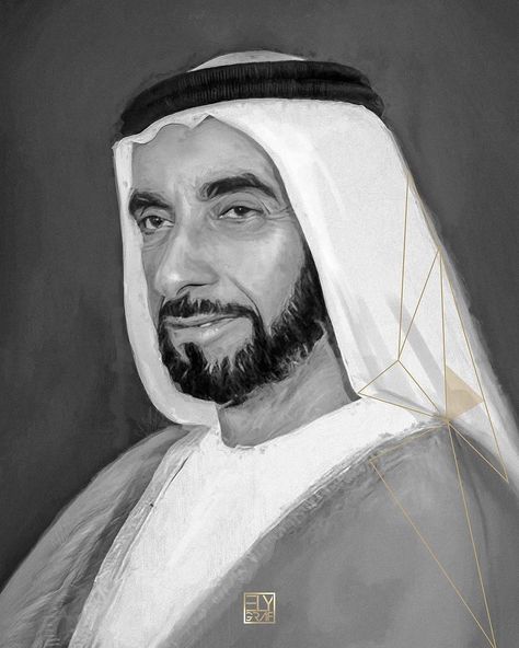 Zayed bin Sultan Al Nahyan. Por: elygraf Zayed Bin Sultan Al Nahyan, Black And White, White, Black