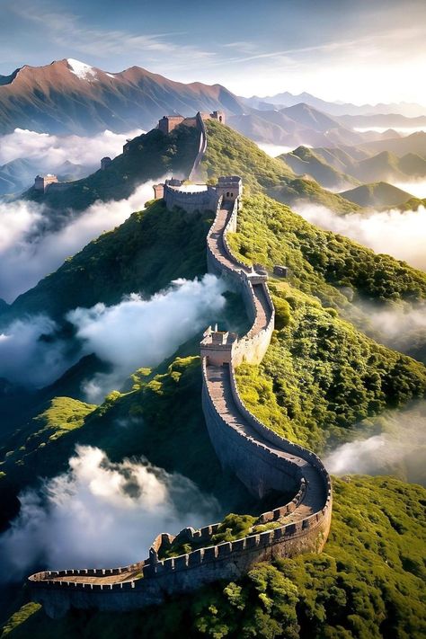 Great Wall Of China Photography, China Geography, Natural Views, Great Wall Of China, Fantasy Art Landscapes, Beautiful Places Nature, China Travel, Landscape Pictures, Great Wall