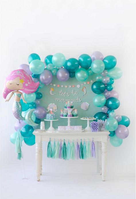 Project Nursery - Mermaid Party Ideas - Project Nursery Mermaid Themed Birthday Party, Little Mermaid Birthday Party, Mermaid Party Ideas, Little Mermaid Party, Mermaid Baby, Mermaid Theme Party, Sea Birthday Party, Under The Sea Birthday, Mermaid Under The Sea