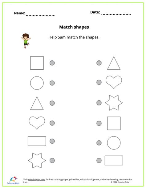 Match Shapes Free Printable Worksheet - Coloring Pages Match The Shapes Worksheet, Match The Shapes, Worksheet Coloring, Shapes Worksheets, Coloring Tips, Letter Matching, Greek Gods And Goddesses, Shape Matching, Preschool At Home