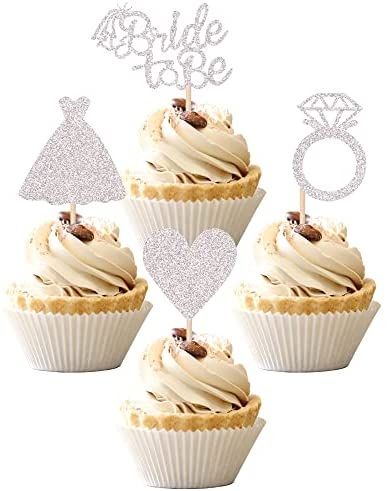 Cupcake Engagement, Bachelorette Party Cupcakes, Glitter Bachelorette, Engagement Party Themes, Engagement Themes, Decorations For Wedding, Bridal Shower Cupcakes, Cupcakes Ideas, Bachelorette Party Supplies