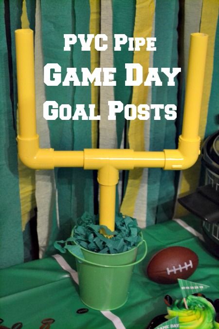 PVC Pipe game day goal posts will add the perfect touch to any game day tablescape and your guests will get a real "kick" out of them! Such an easy DIY project for a football or Superbowl party. Grad Dinner, Super Bowl Party Ideas, Sports Centerpieces, Superbowl Party Games, Superbowl Party Decorations, Super Bowl Trophy, Super Bowl Decorations, Football Banquet, Football Parties