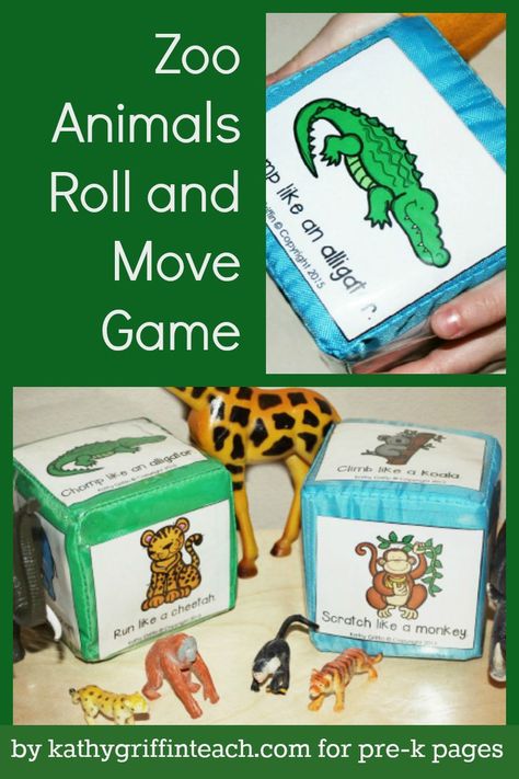 Zoo Animals Roll and Move Game for learning and fun in Preschool and Kindergarten! Roll And Move Game, Zoo Lessons, Zoo Animals Preschool, Zoo Animal Activities, Preschool Zoo Theme, Preschool Jungle, Zoo Preschool, Zoo Crafts, Zoo Activities