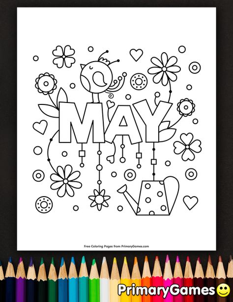 May Coloring Pages, Birth Colors, 달력 디자인, Art Quilling, Spring Coloring Pages, Month Colors, Cute Coloring Pages, Free Printable Coloring, Coloring Pictures