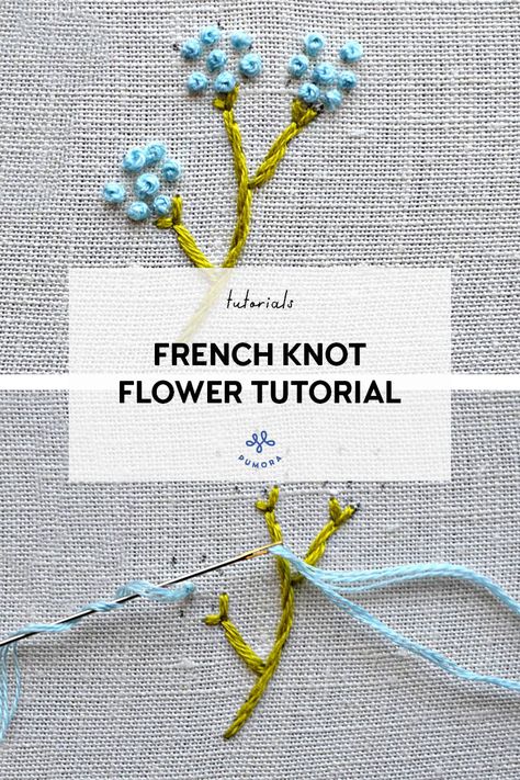 How To Do Embroidery Flowers, How To Embroidery Flowers, Embroidery Flower Tutorial, Embroidery Flower Stitches, Lazy Daisy With French Knot, Basic Flower Embroidery Stitches, Tiny Flower Embroidery Patterns, Flower Embroidery Tutorial, Knot Flower Embroidery