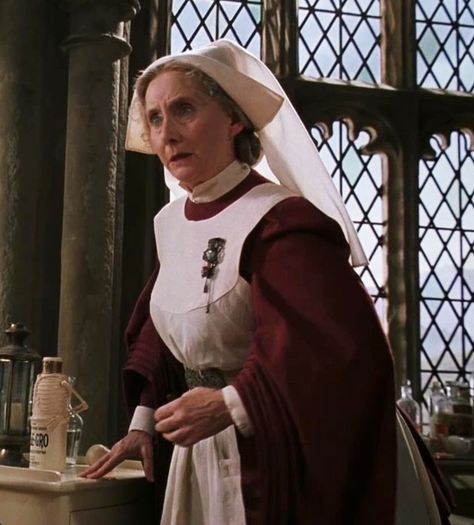 Courtyard Staircase, Poppy Pomfrey, Madam Pomfrey, Hogwarts Teachers, Gemma Jones, Hogwarts Visuals, Hagrids Hut, Hogwarts Professors, Shifting To Hogwarts