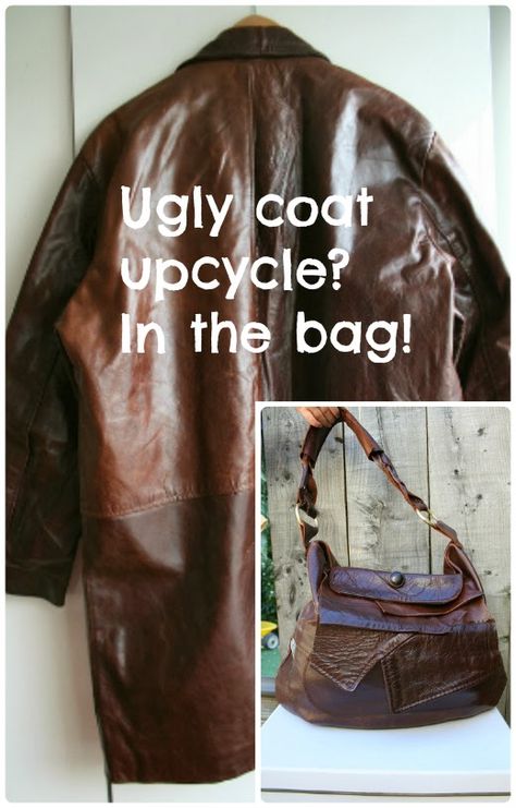 Repurpose: Leather Coat Bag Deconstructed Fashion, Leather Ideas, Pot Cover, Leather Diy Crafts, Sewing Purses, Handmade Notebook, Mk Bags, Diy Purse, Sewing Leather