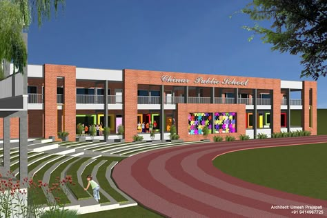 School Building Design Ideas, School Elevation Design Architecture, Modern School Building Design, School Facade Design, School Exterior Design, Primary School Design, School Facade, School Building Plans, School Exterior