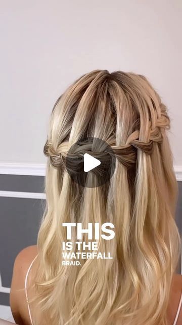 Curled Waterfall Braid, Waterfall Braid Half Up Half Down, How To Do A Waterfall Braid, Braid And Ponytail Hairstyles, How To Waterfall Braid, Waterfall Braid Tutorial, Waterfall Braid Hairstyle, Braid Half Up Half Down, Waterfall Hairstyle