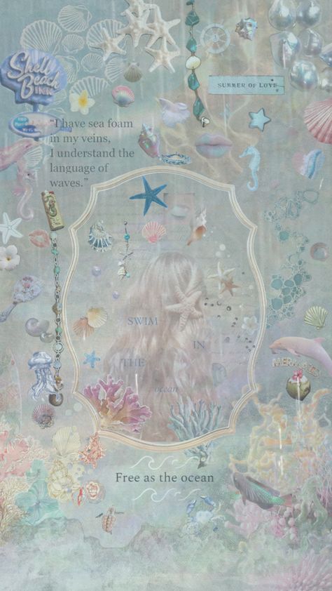 #mermaidcore #mermaid #ocean #oceanaesthetic #pretty #pearls ￼ #dreamy #beach #blue #turquoise Grunge Cottagecore, Dreamy Beach, Farmer Girl, Mermaid Aesthetic, Beach Blue, Pretty Wallpaper Iphone, Dreamy Art, Aesthetic Themes, Blue Turquoise