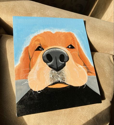 Pet Canvas Ideas, Golden Retriever Canvas Painting, Golden Retriever Acrylic Painting Easy, Easy Dog Paintings For Beginners, Puppy Painting Easy, Cute Dog Paintings Easy, Golden Retriever Painting Easy, Golden Retriever Painting Acrylics, Easy Dog Paintings On Canvas