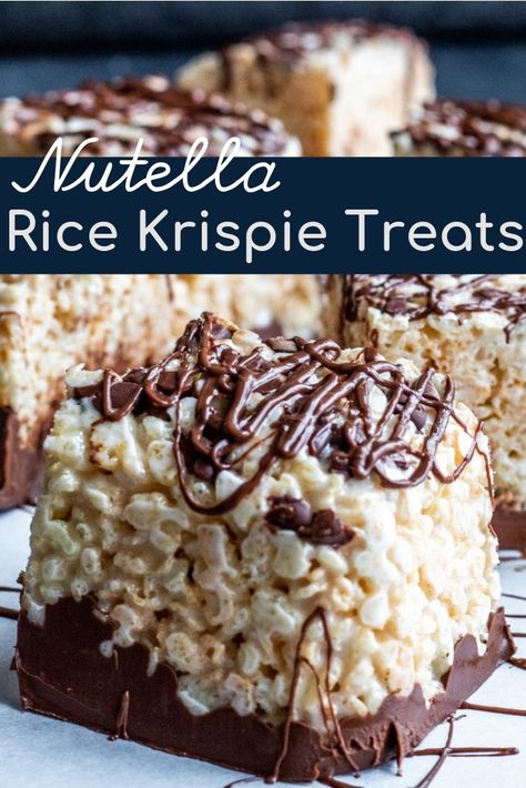 Nutella Rice Krispie Treats, Desserts Nutella, Krispie Treats Recipe, Nutella Brownies, Cereal Treats, Nutella Recipes, Easy No Bake Desserts, Chewy Chocolate Chip, Bake Dessert