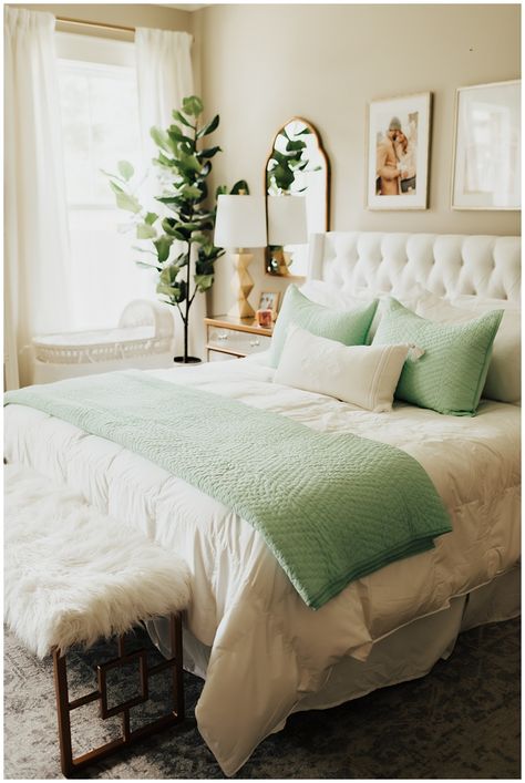 louisiana mom blogger,haute off the rack blog,A Splash of Seafoam Green Bedding for Summer, New Orleans Blogger, Fashion Blogger, Women’s Fashion, New Orleans, Nola Blogger, Louisiana Blogger,  Haute Off The Rack, Fashion Blogger, Lifestyle Blogger, Life On Darlington, White Bedding, The Company Store, Hotel Robe, New Mom, Mom and Baby, Pretty Headboards, High Bun, Baby boy, White Bedroom, White Master Bedroom, Pretty Nightstands, Gold Nightstands, Gold Mirror, Mirror Nightstands, Spring Bedroom Green And White Bedroom, Sage Bedroom, Design Ložnic, Green Bedroom Decor, Sage Green Bedroom, Spring Bedroom, Gold Bedroom, Green Bedroom, Pretty Bedroom