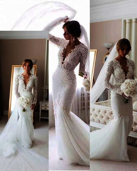 Wedding Dress Full Sleeve, Long Sleeve Wedding Dress Lace Mermaid, Wedding Dress Backs, Pearl Wedding Dress, Spring Showers, Lace Wedding Dress With Sleeves, Boda Mexicana, Bridal Ball Gown, Lace Ball Gowns