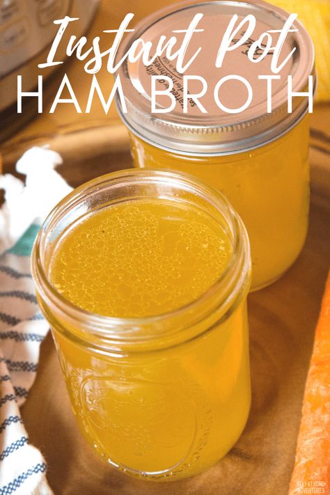 Learn how to make this simple, yet delicious ham broth using your Instant Pot or any other electric pressure cooker. This recipe is also freezer friendly. #instantpot #broth #hambroth via @mystayathome Ham Bone Broth, Ham Broth, Ham Stock, Instant Pot Ham, Crispy Oven Fried Chicken, Crispy Oven Fries, Homemade Ham, Bacon Grilled Cheese, Chimichurri Recipe