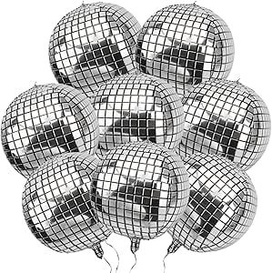 GOER Big Silver Disco Ball Balloons - Pack of 6, Disco Party Decorations | 4D Sphere Balloons for Bachelorette Party Decorations | New Year Eve Silver Party Decorations, Graduation Party Decorations Disco Ball Balloons, Ball Balloons, Decorations Graduation Party, Party Decorations Graduation, Decades Party, Silver Disco Ball, Black Party Decorations, Silver Party Decorations, Disco Party Decorations