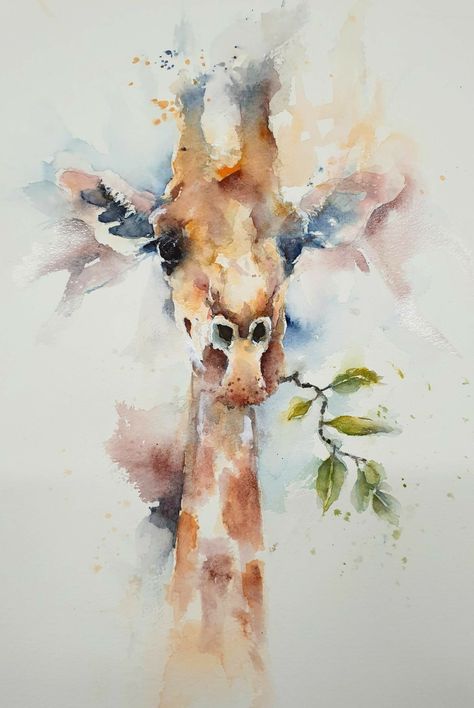 Loose Watercolor Paintings Animals, Watercolor Art Animals Beautiful, Abstract Watercolor Animals, Loose Watercolor Animals, Painting With Leaf, Colorful Giraffe Painting, Watercolor Animals Easy, Watercolor Art Animals, Watercolor Animal Paintings