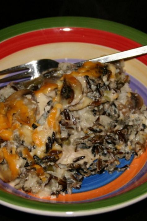 Chicken Wild Rice Hot Dish Chicken Wild Rice Hotdish, Wild Rice Hot Dish, Rice Hot Dish, Wild Rice Hotdish, Rice Hotdish, Homemade Cream Of Mushroom Soup, Homemade Cream Of Mushroom, Chicken Wild Rice, Wild Rice Recipes