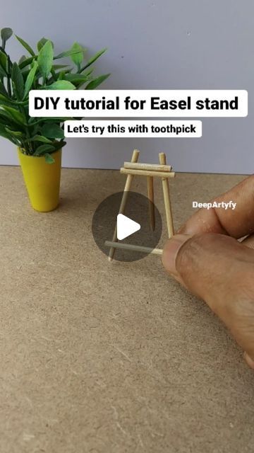 Craft With Toothpicks, Easy Miniature Crafts, Toothpick Sculpture, Toothpick Crafts, Children Projects, How To Make Canvas, Diy Easel, Photo Gifts Diy, Dreamy Artwork