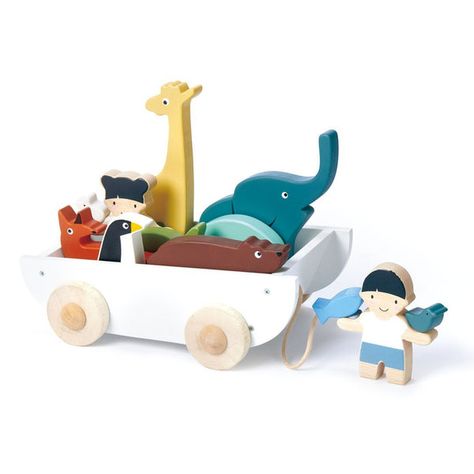 Friend Ship, Pull Along Toys, Soft Contemporary, Wooden Playset, Toy Boat, Wooden Wheel, Eco Toys, Wood Animal, All Aboard