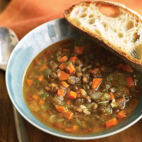 15-Minute Lentil Soup Recipe. Use the steamed lentils from Trader Joe's and multiply the recipe to make enough for two + lunches. Quick Soup Recipes, Quick Soup, Healthier Alternatives, Martha Stewart Recipes, Healthy Soups, Lentil Soup Recipes, Veggie Food, Lentil Recipes, Bowl Of Soup