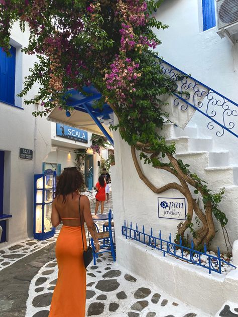 Vacation, orange dress, Skiathos Island Greece Vacation Outfit, Greek Outfit, Island Vacation Outfits, Skiathos Island, Skiathos Greece, Grecia Santorini, Greek Islands Vacation, Greek Vacation, Greece Outfit